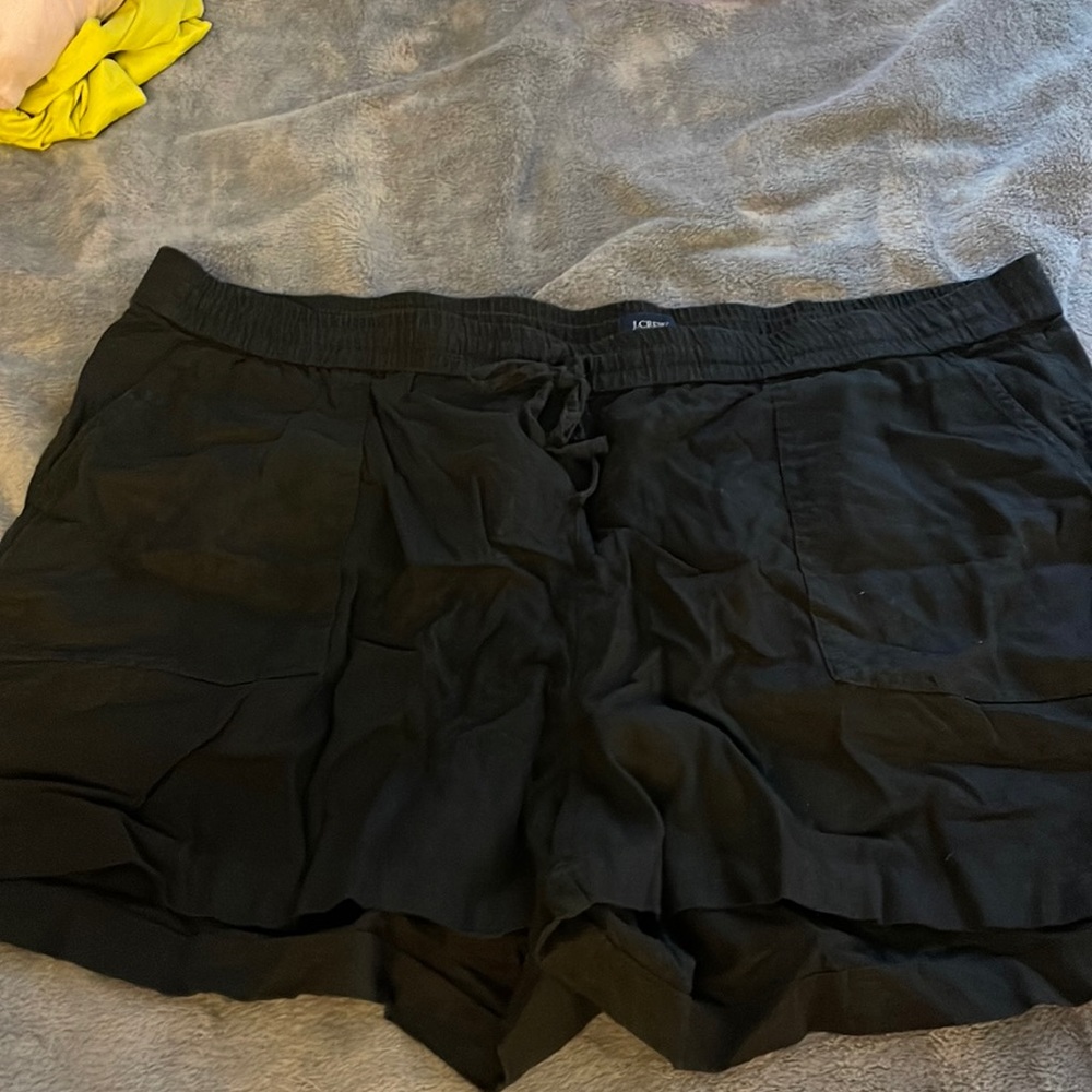 JCrew Black Linen Drawstring Shorts